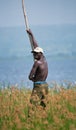 Uganda. Fishermen from the village fishing on the White Nile.